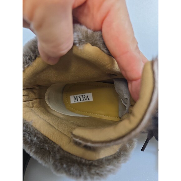 Myra NEW With Tags Turbulent Black Cowhide Fur On Leather Rugged Boots Women 10 - Picture 9 of 12